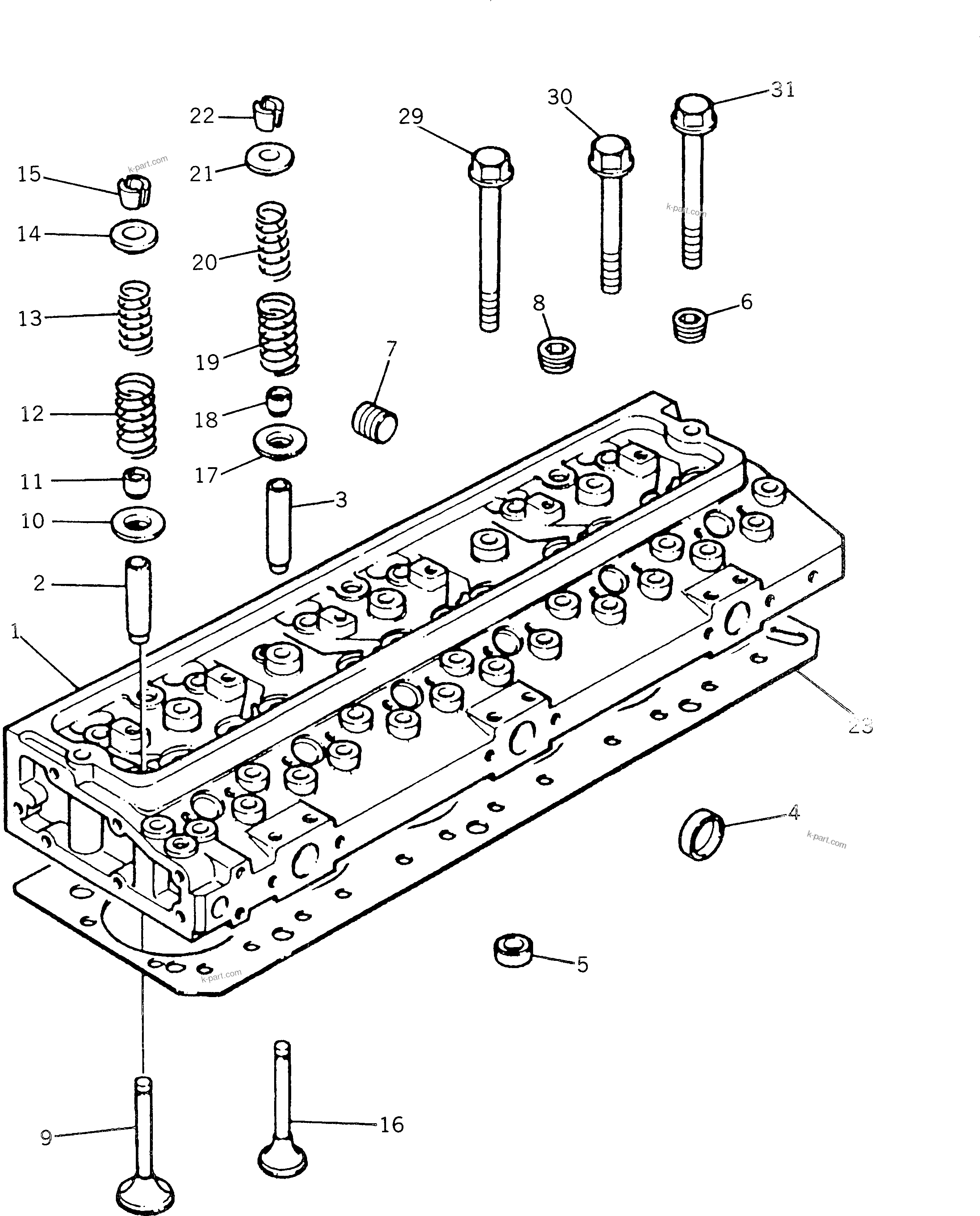 Parts diagram: CYLINDER HEAD — 1006-6T-D S/N U544809W-UP