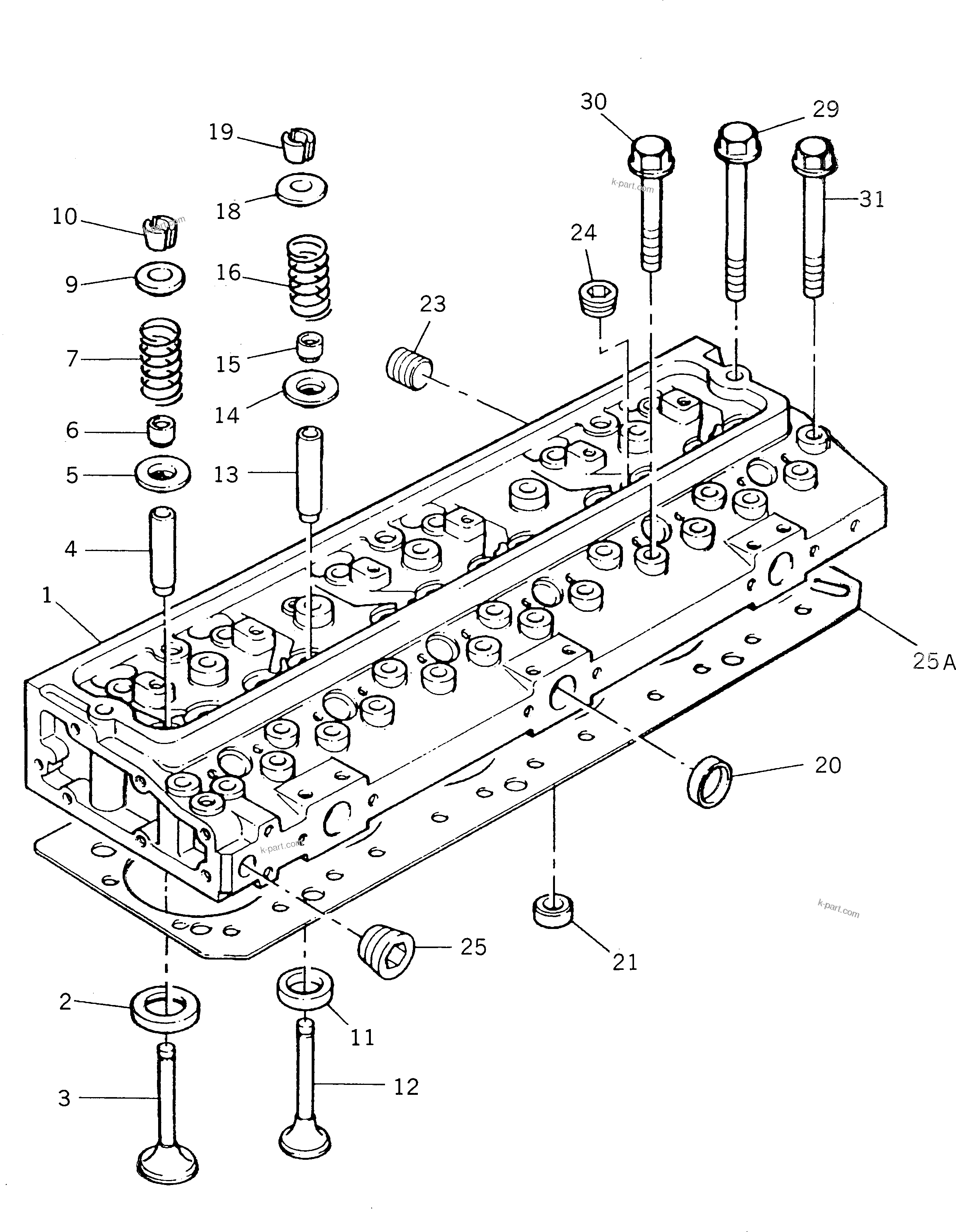 Parts diagram: CYLINDER HEAD (1/2) — 1006-6TLR S/N U545837W-UP