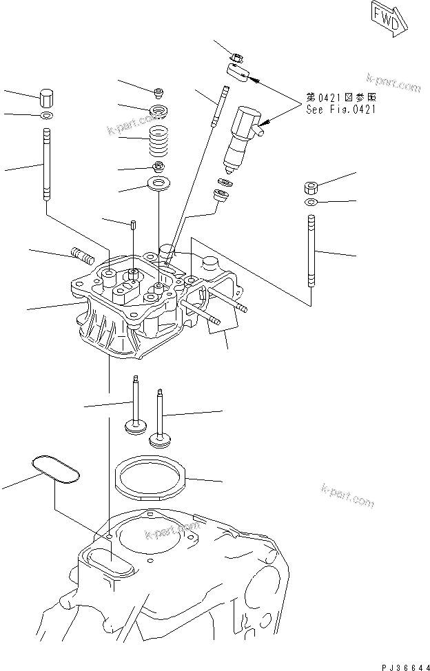 Parts diagram: CYLINDER HEAD — 1D75-1A S/N 00100-UP