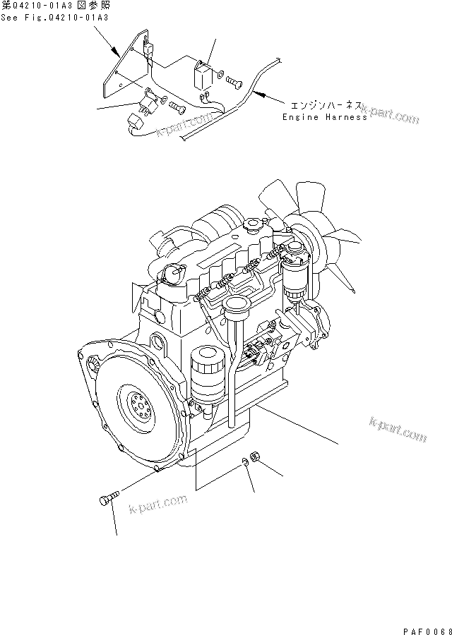 Parts diagram: ENGINE UNIT AND POWER TRAIN RELATED PARTS — FD20J/25J-12 S/N 500001-UP