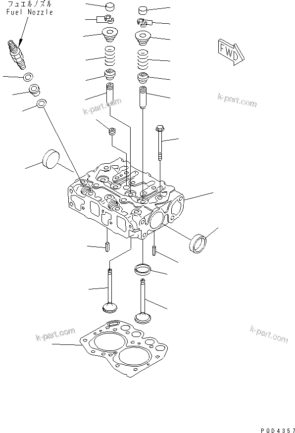 Parts diagram: CYLINDER HEAD — 2D68E-N3CB S/N N00101-UP