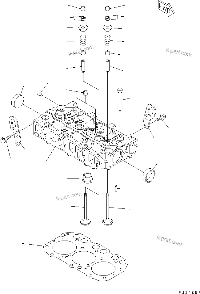 Parts diagram: CYLINDER HEAD — 3D72-2H S/N 02519-UP