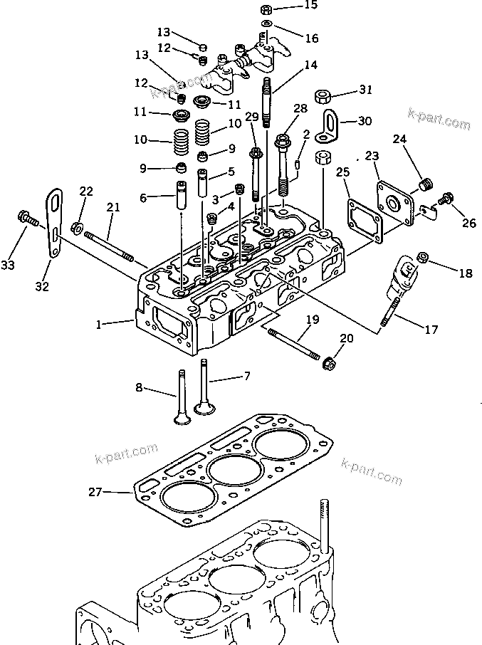 Parts diagram: CYLINDER HEAD — 3D84N-1YC S/N 20425-UP
