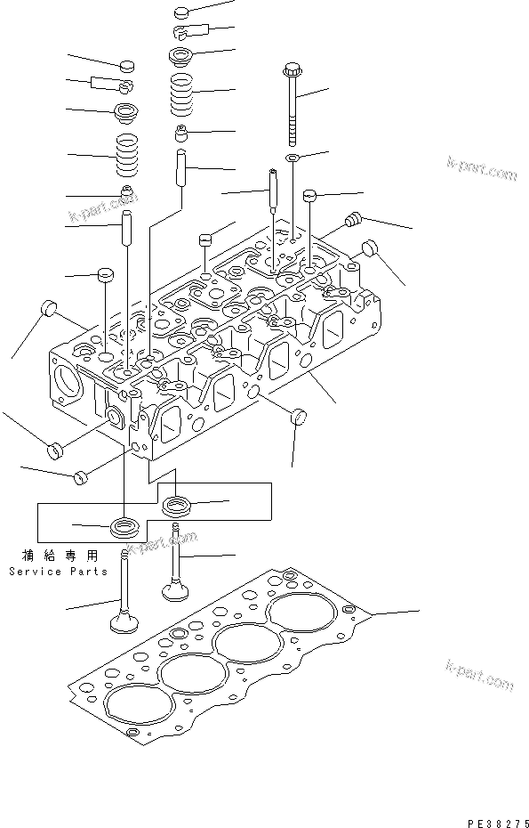 Parts diagram: CYLINDER HEAD — 4D95L-1GG-W S/N 131803-UP
