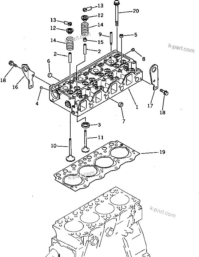 Parts diagram: CYLINDER HEAD — 4D95L-1Q-B S/N 19790-UP
