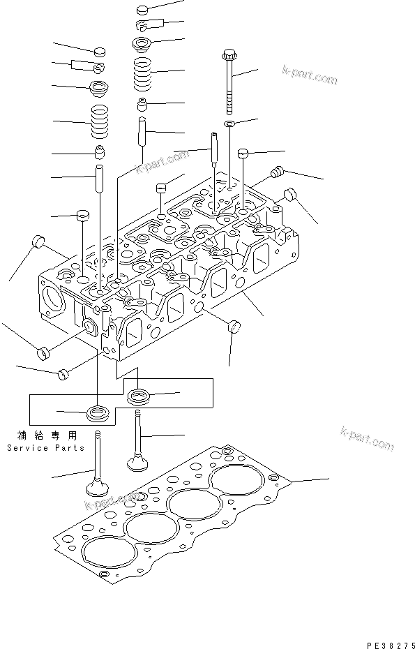 Parts diagram: CYLINDER HEAD — 4D95LE-1A S/N 198831-UP