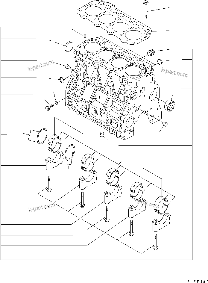 Parts diagram: CYLINDER BLOCK — 4D98E-1AGD-F S/N 01532-UP (DRY CLUTCH /TORQUE CONVERTER)