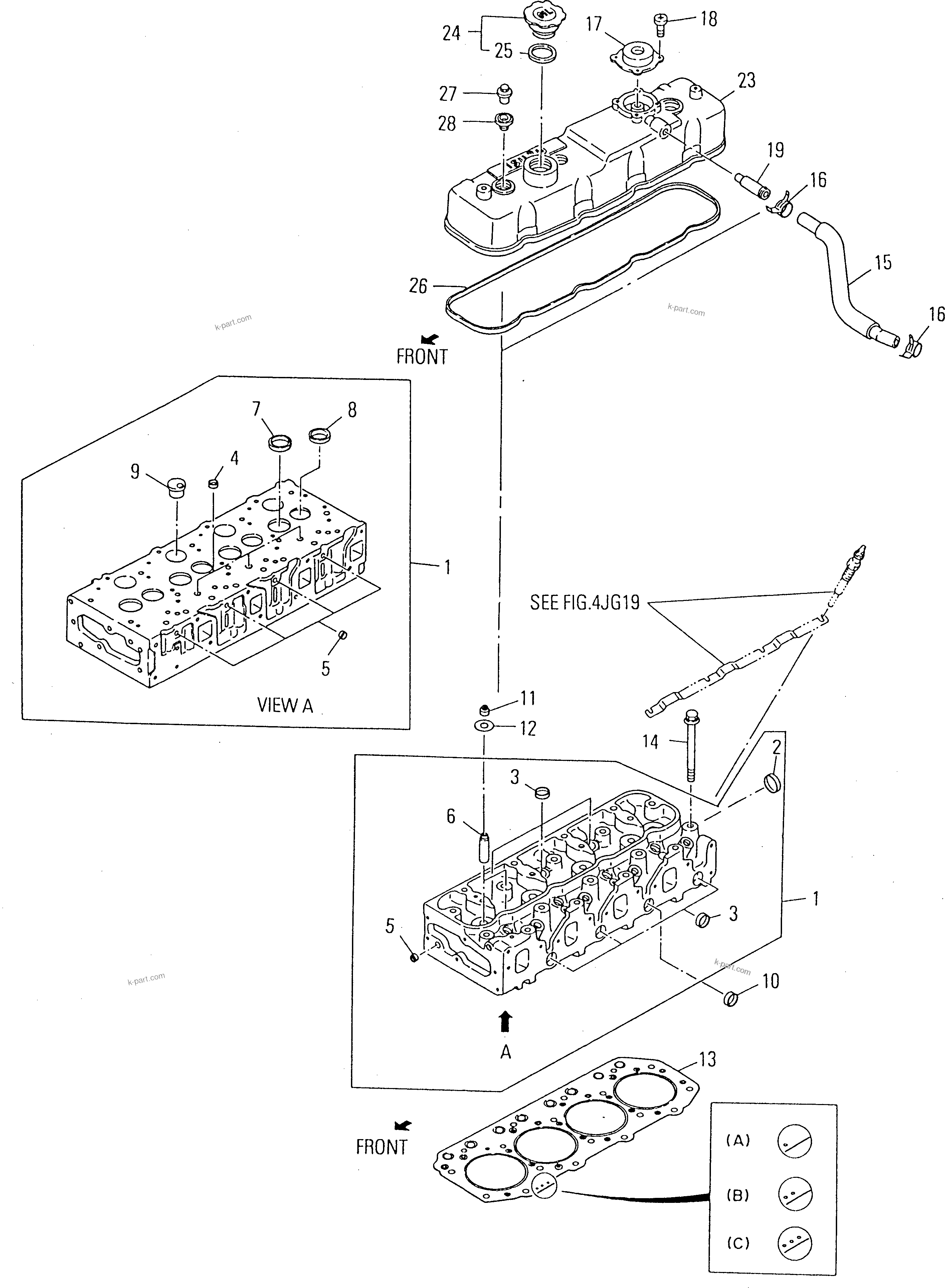 Parts diagram: CYLINDER HEAD — 4JG2-1-F S/N J130001-UP