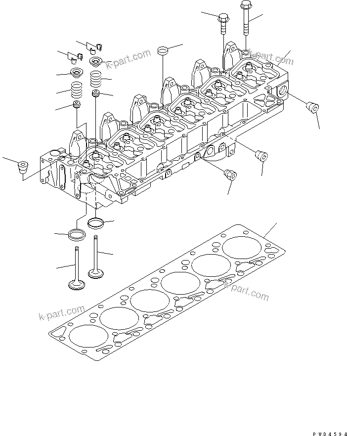 Parts diagram: CYLINDER HEAD(#26215803-26219097) — 6D102E-1F-C2 S/N 26215803-UP (WET CLUTCH)