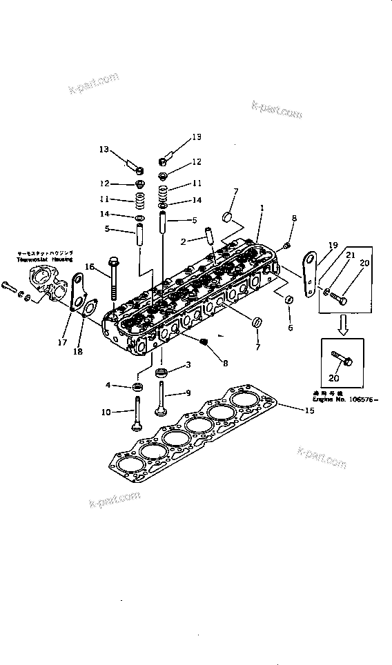 Parts diagram: CYLINDER HEAD — 6D105-1CC-A S/N 92268-UP