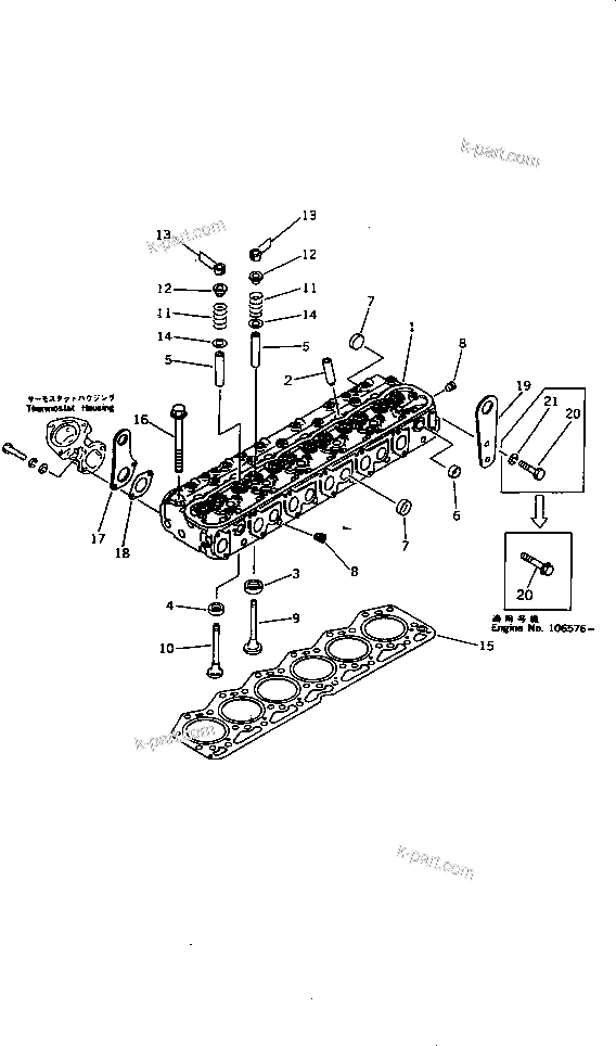 Parts diagram: CYLINDER HEAD — 6D105-1CC-AM S/N 92268-UP
