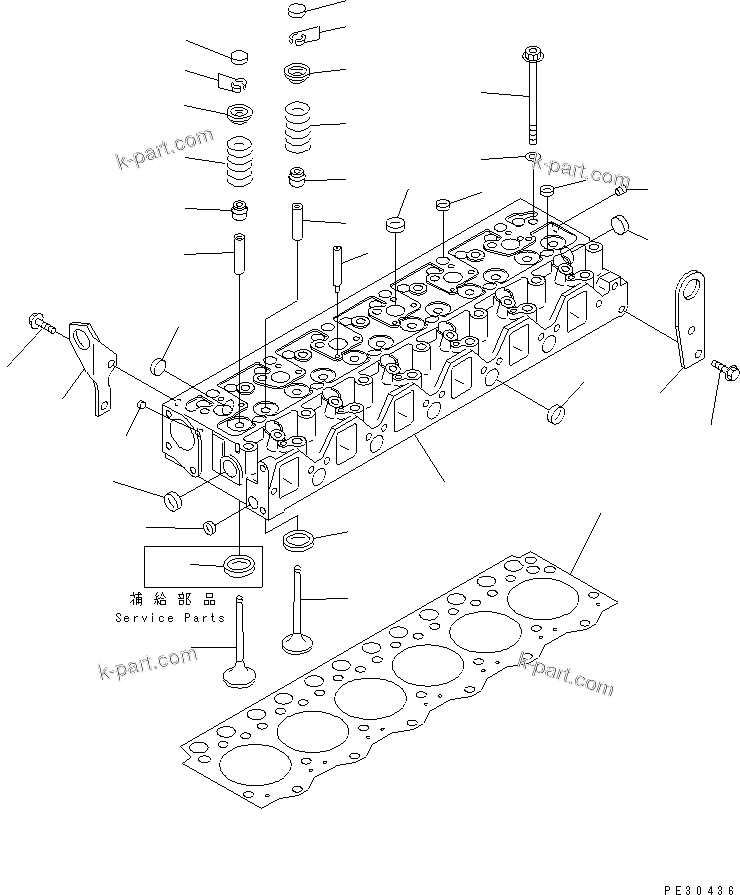 Parts diagram: CYLINDER HEAD(#69586-) — 6D95L-1VV S/N 29245-UP