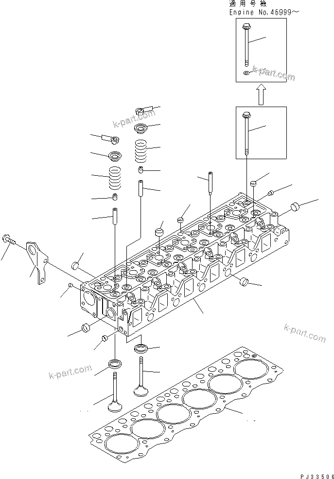 Parts diagram: CYLINDER HEAD — 6D95L-1Z S/N 26324-UP