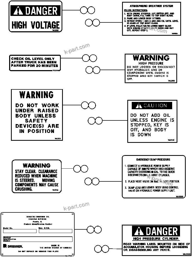 Parts diagram: DECAL & WARNINGS — AFE32-DH 830E                 FORDING RIVER