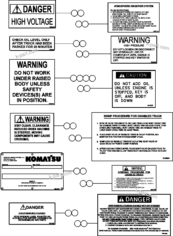 Parts diagram: DECALS & WARNINGS — AFE47-AJ 730E S/N A30117 MASSEY & A30118  ENSHAM