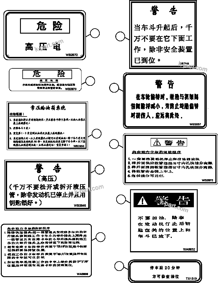 Parts diagram: DECALS & WARNINGS (CHINESE) — AFE47-BA 730E S/N A30177-A30180 ANJIALING