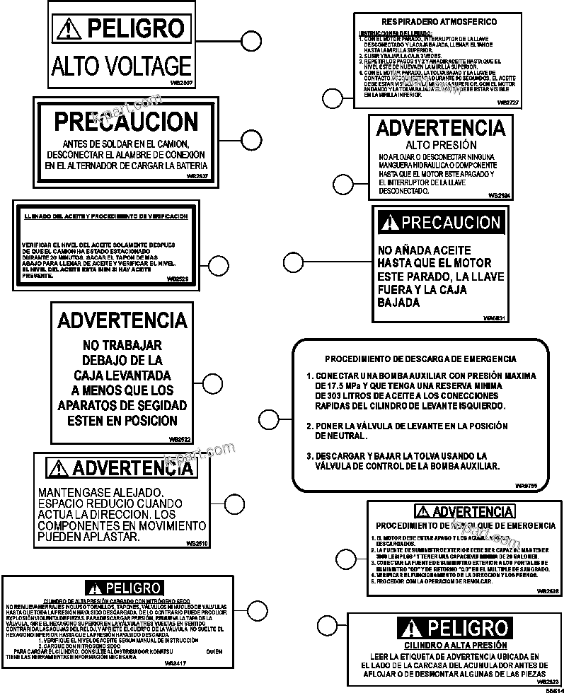 Parts diagram: DECALS & WARNINGS (SPANISH)   1/3 — AFE47-GX 730E S/N A30656 - A30658  BAYOVAR