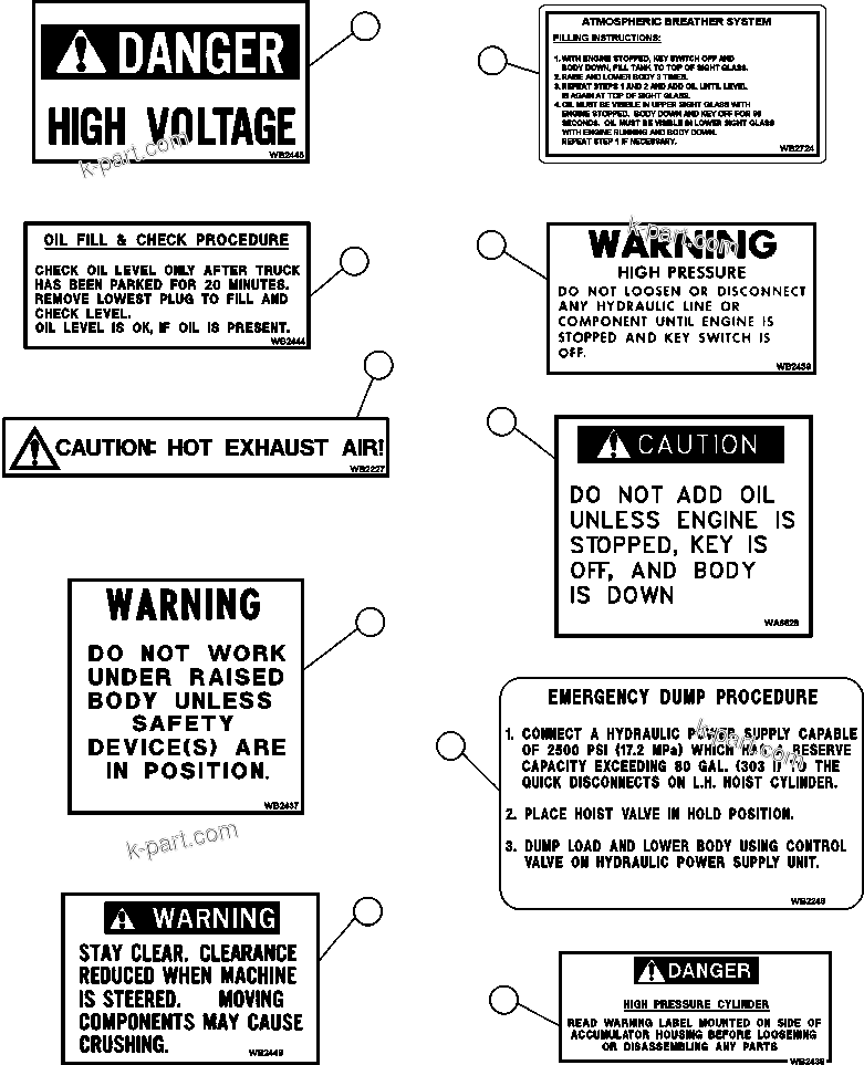Parts diagram: DECALS & WARNINGS — AFE48-DN 930E-2 S/N A30293 & A30295  SUNCOR ENERGY