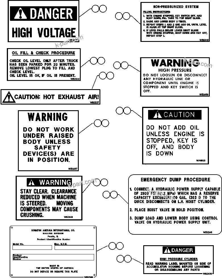 Parts diagram: DECAL & WARNINGS — AFE48-L 930E S/N A30019 & A30026 SYNCRUDE