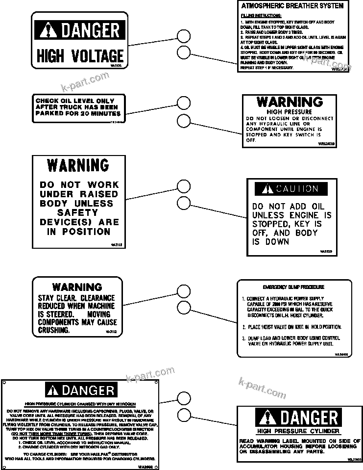 Parts diagram: DECALS & WARNINGS — AFE50-BC 830E S/N A30700-A30701    HAMMERSLEY IRON