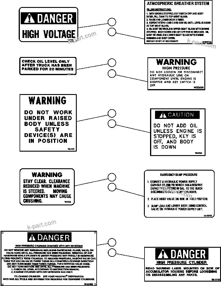 Parts diagram: DECALS & WARNINGS — AFE50-BP 830E S/N A30741-A30745  HAMERSLEY IRON - TOM PRICE