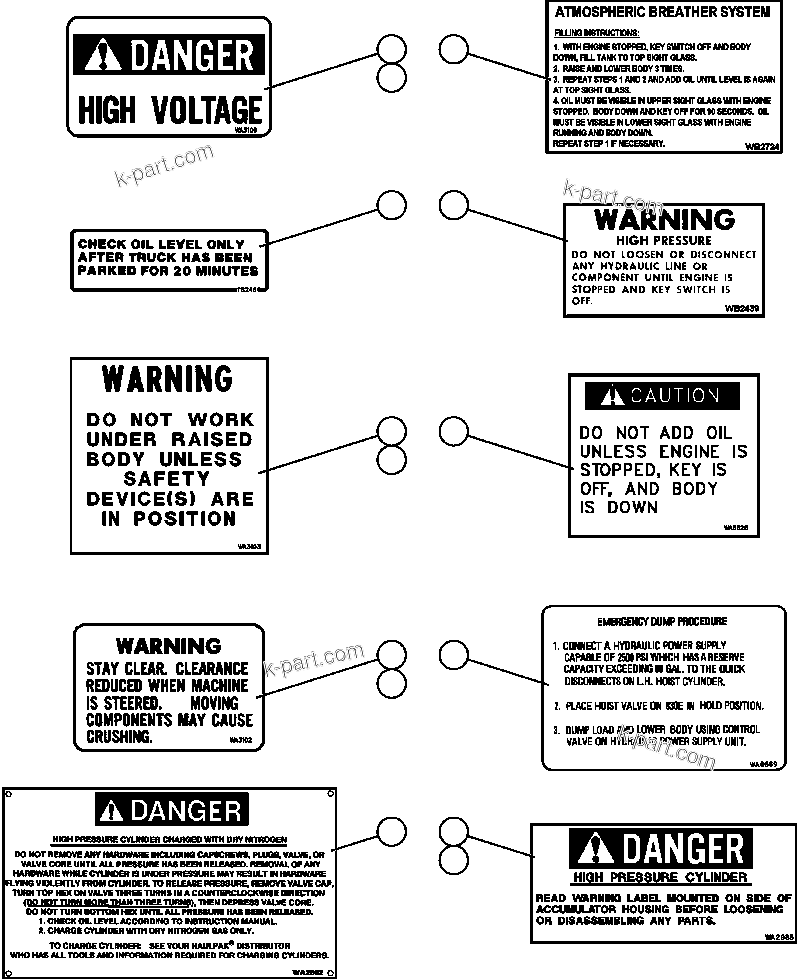 Parts diagram: DECALS & WARNINGS — AFE50-CX 830E S/N A30871     I.O.C.C.