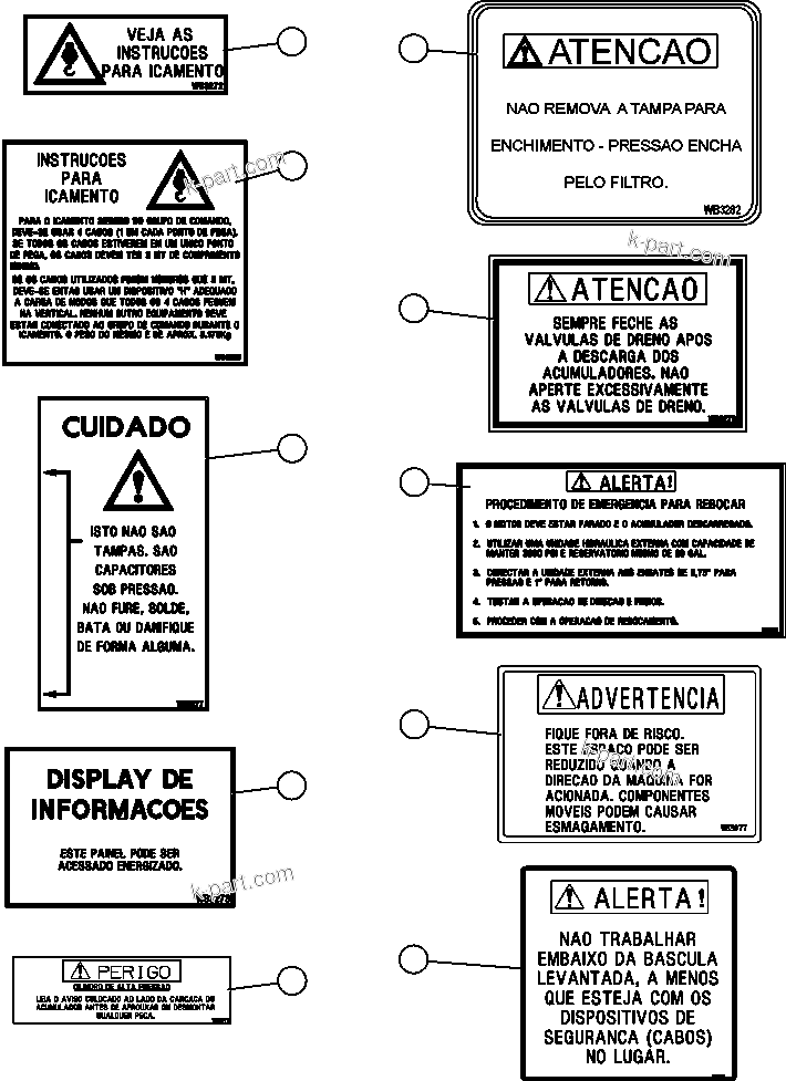 Parts diagram: DECALS & WARNINGS ( 1/5) — AFE57-CE 830E-1AC S/N A30351 - A30354, A30363 - A30364 & A30374 - A30376   VALE - CARAJAS