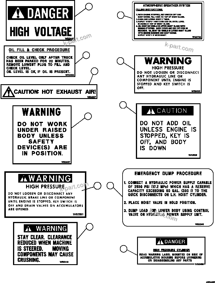 Parts diagram: DECALS & WARNINGS    1/5 — AFE57-JG 830E-1AC S/N A41031 - A41033  GAUCHO KUE