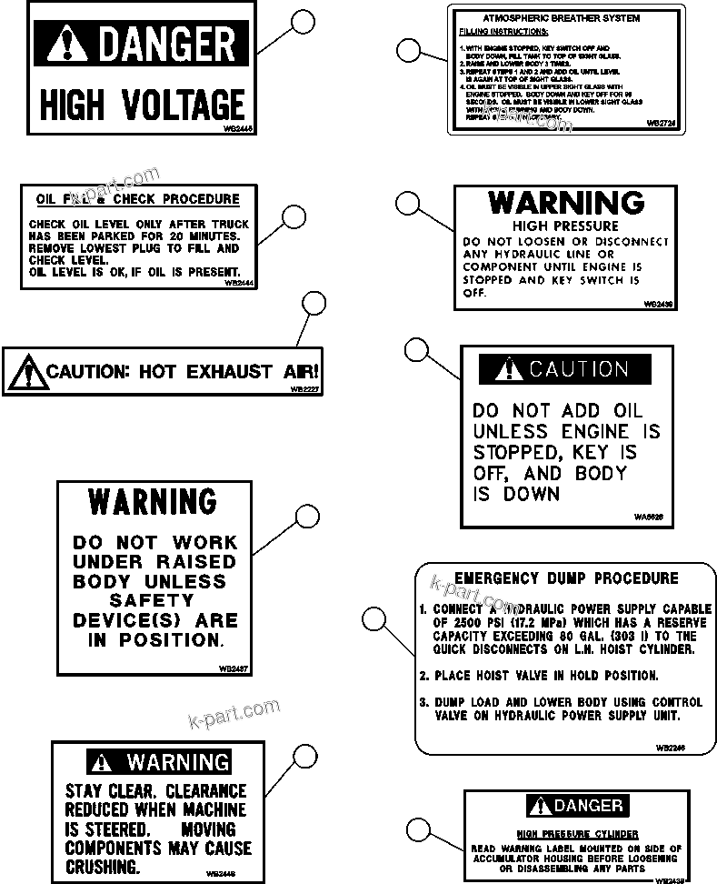 Parts diagram: DECALS & WARNINGS — AFE59-M 930E-4 S/N A30509    SUNCOR