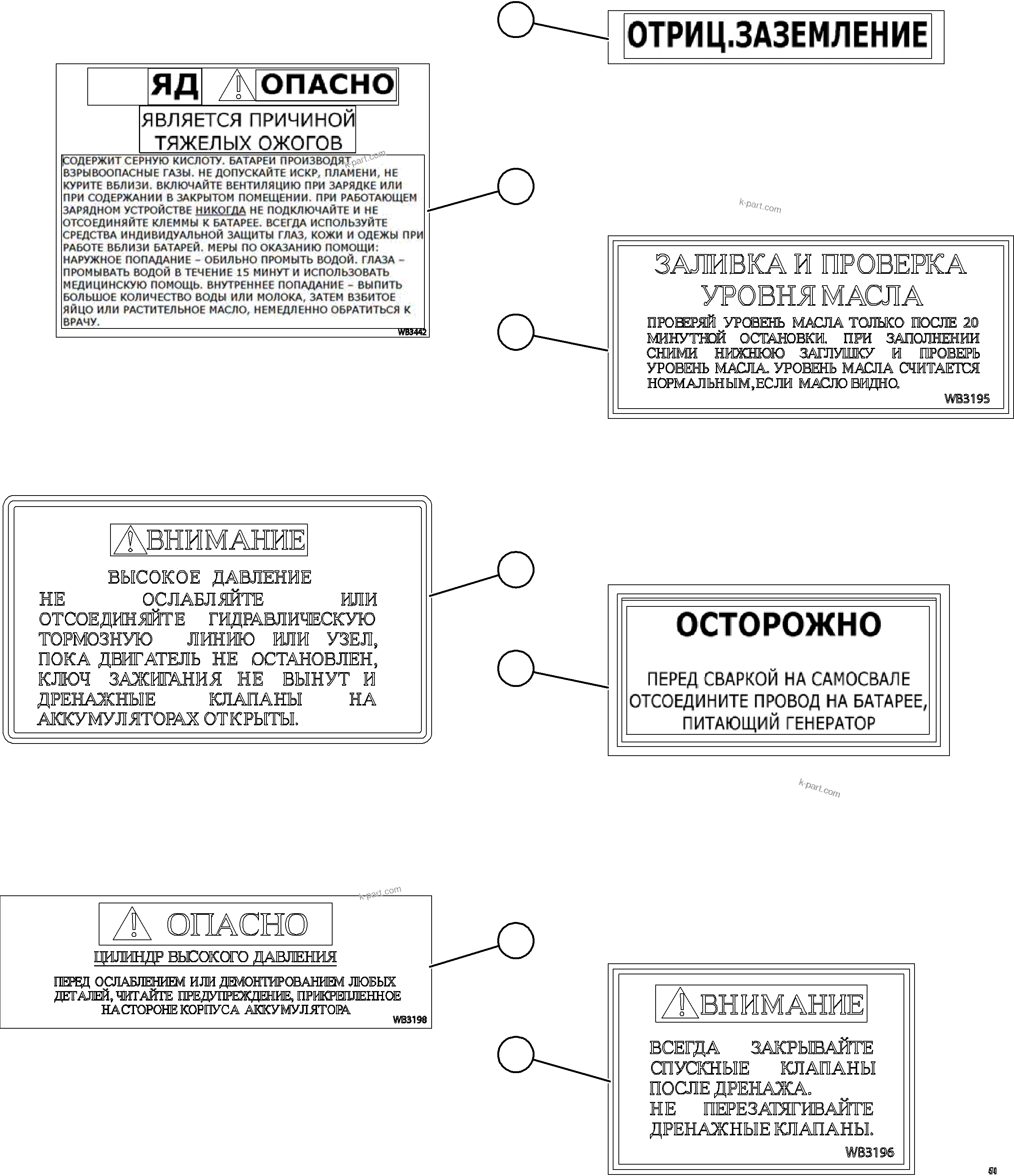 Parts diagram: DECALS & WARNINGS (RUSSIAN)     1/7 — AFE69-H 730E-8 S/N A40041 - A40044 BYSTRINSKY