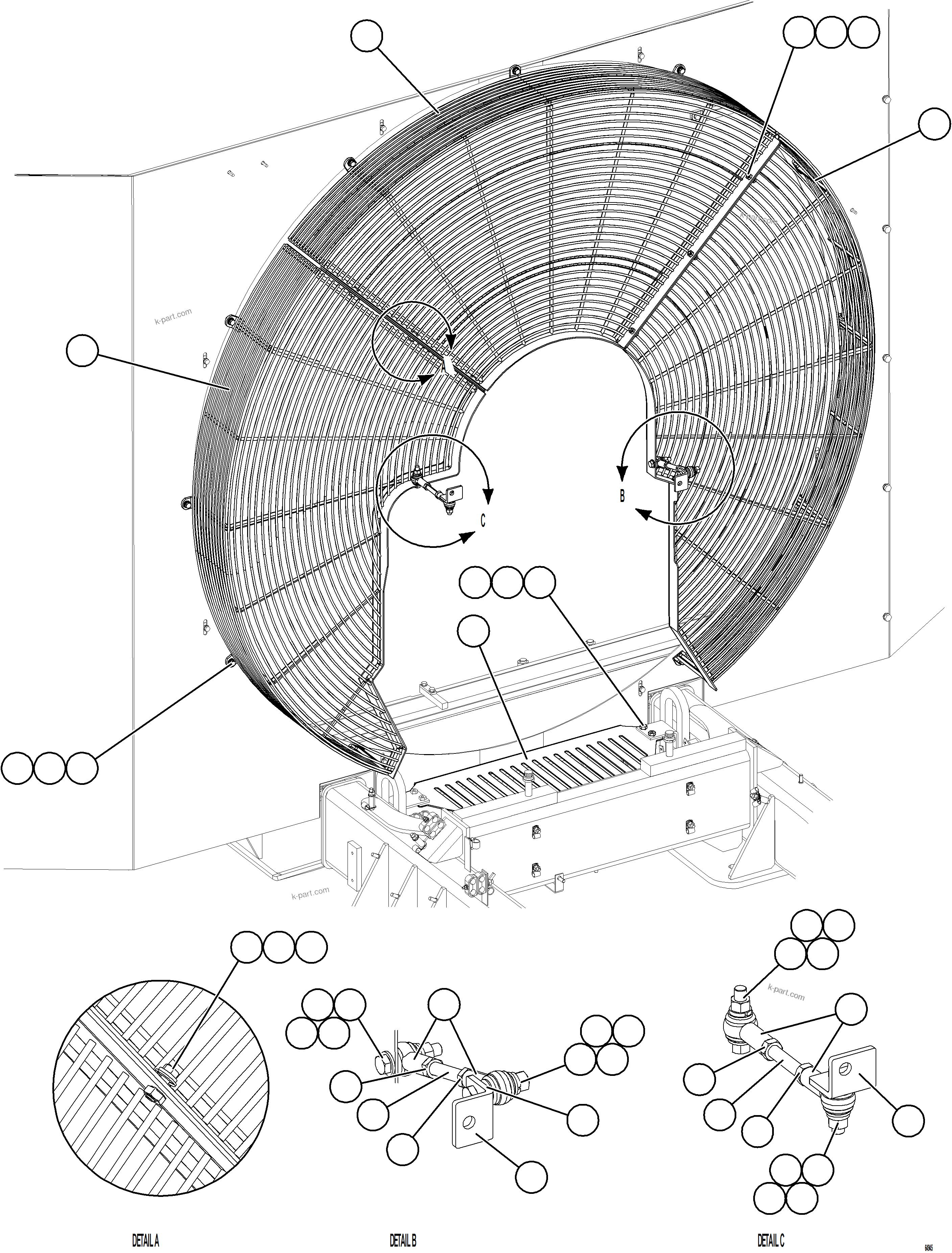 Parts diagram: FAN GUARD INSTALLATION — AFE75-T 980E-5 S/N A50060 - A50063  EPSA