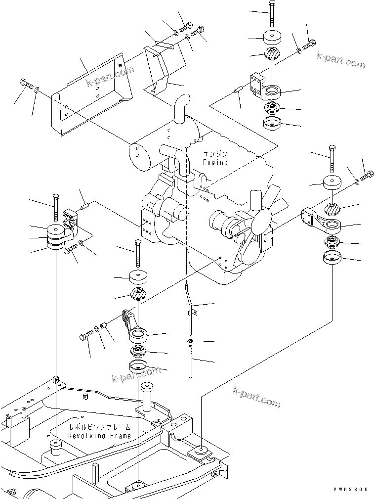 Parts diagram: ENNGINE MOUNT — BA100-1 S/N 1003-UP