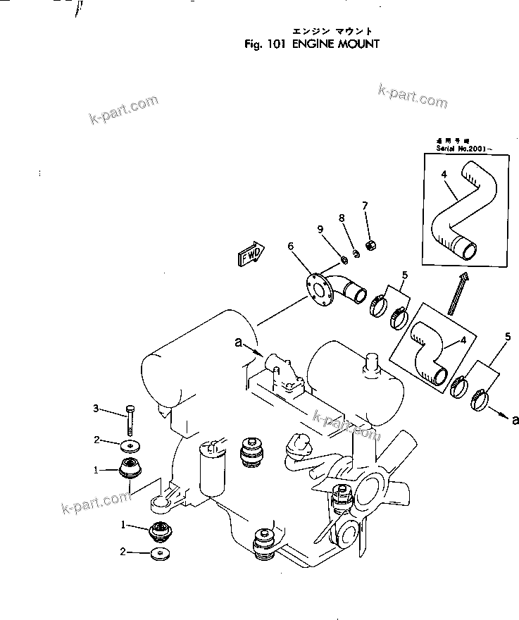 Parts diagram: ENGINE MOUNT — BC100-1 S/N 1001-UP