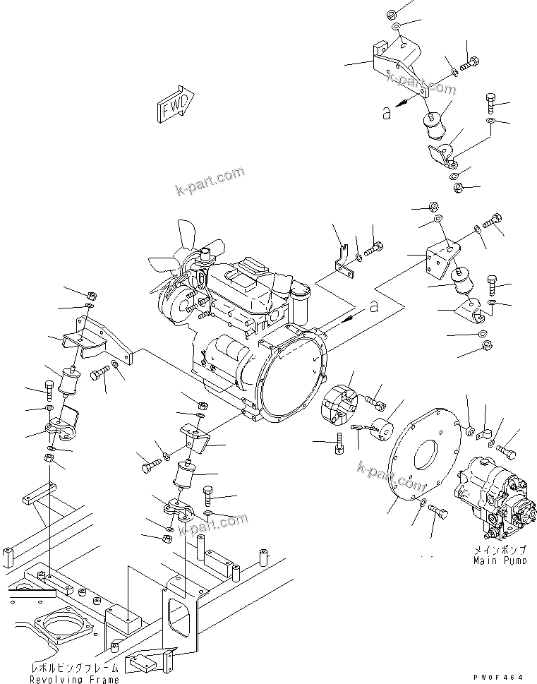 Parts diagram: ENGINE MOUNT AND DAMPER (1/2) — CD10R-1 S/N 1027-UP