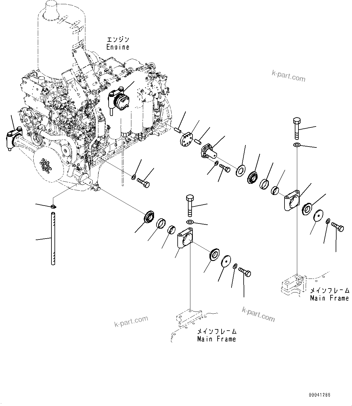 Parts diagram: Engine Mounting (#85077-) — D155A-6R S/N 85077-UP