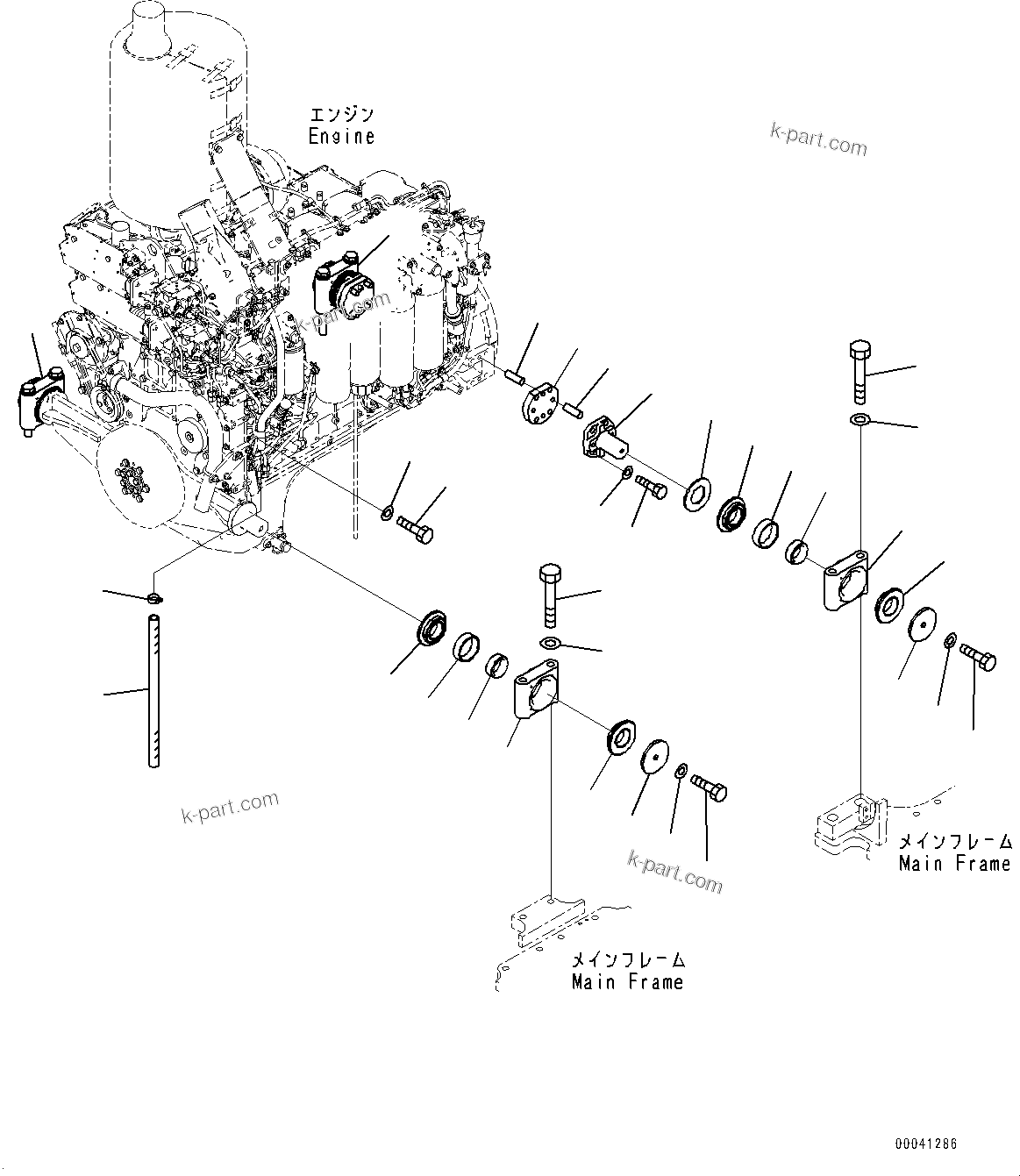 Parts diagram: Engine Mounting (#81028-) — D155AX-6 S/N 81028-UP