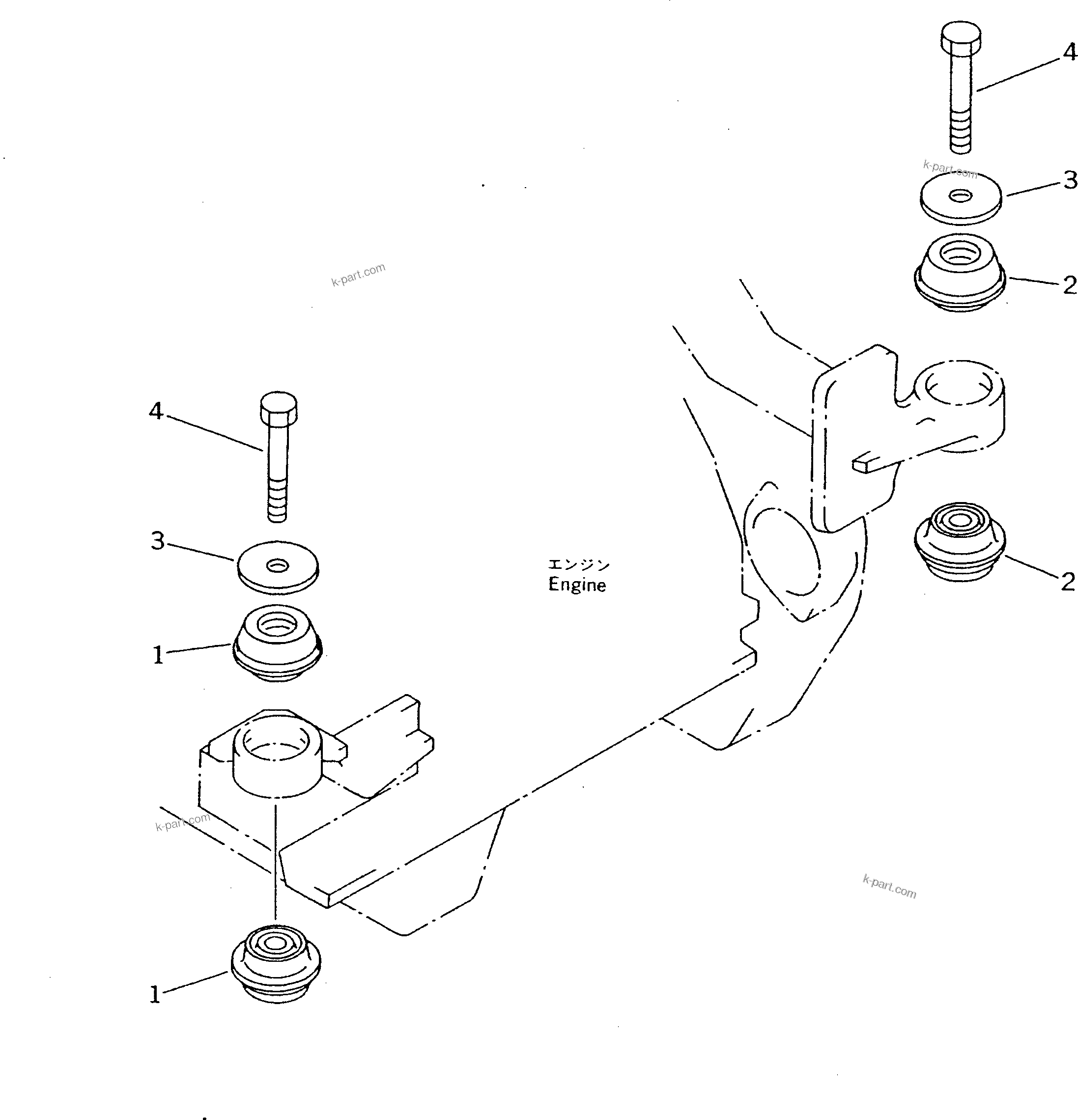 Parts diagram: ENGINE MOUNTING PARTS — D20S-7 S/N 61001-61131