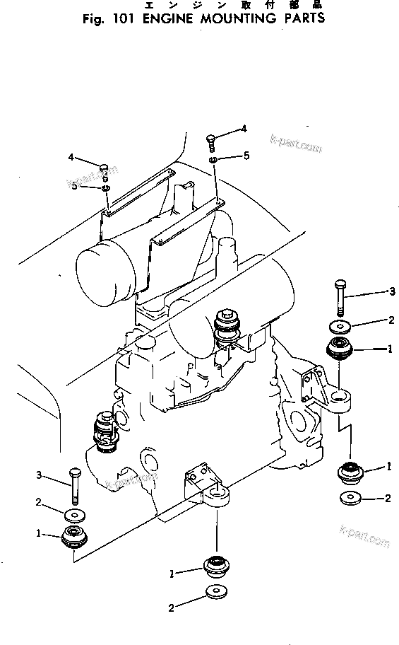 Parts diagram: ENGINE MOUNTING PARTS — D30AM-17 S/N 32001-UP