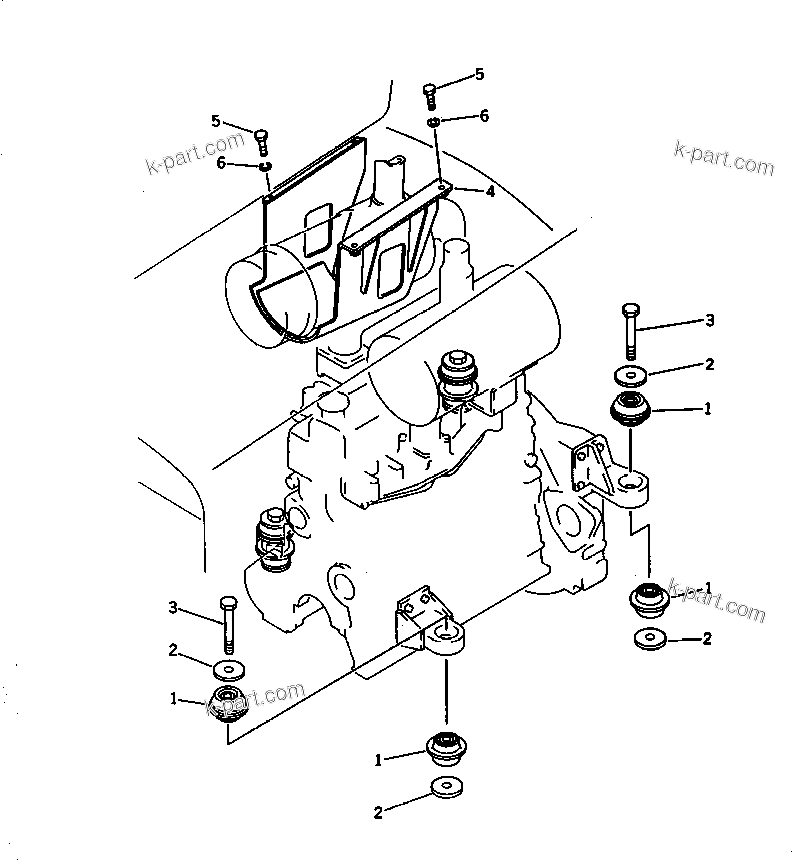 Parts diagram: ENGINE MOUNTING PARTS — D31E-17 S/N 32001-UP