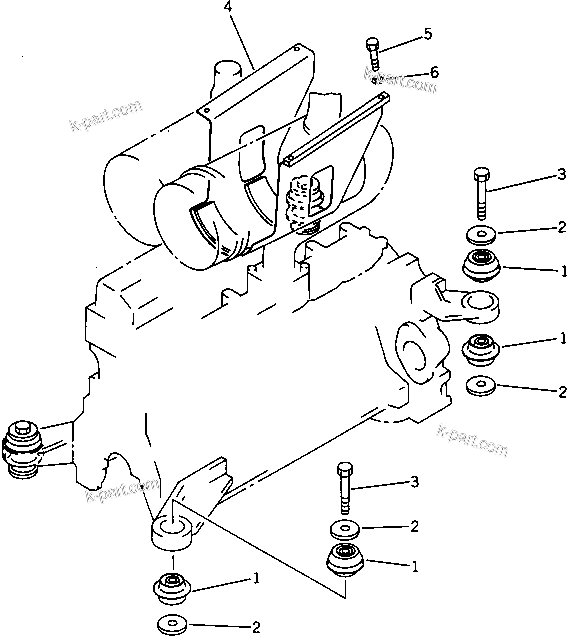Parts diagram: ENGINE MOUNTING PARTS — D31P-18 S/N 40001-UP