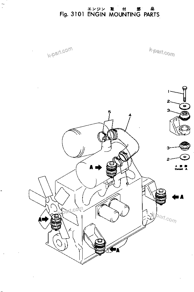 Parts diagram: ENGIN MOUNTING PARTS — D31Q-16 S/N 25001-UP