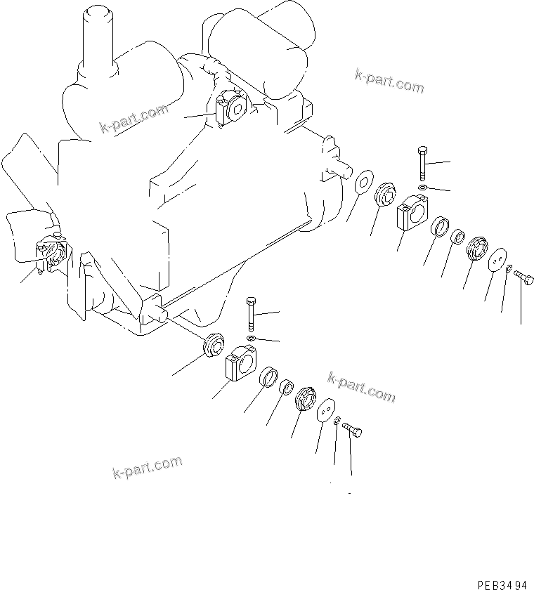 Parts diagram: ENGINE MOUNT — D375A-3A-01 S/N 17001-UP