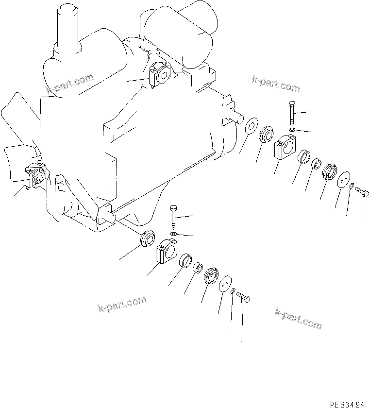 Parts diagram: ENGINE MOUNT — D375A-5E0 S/N 50001-UP (ecot3)