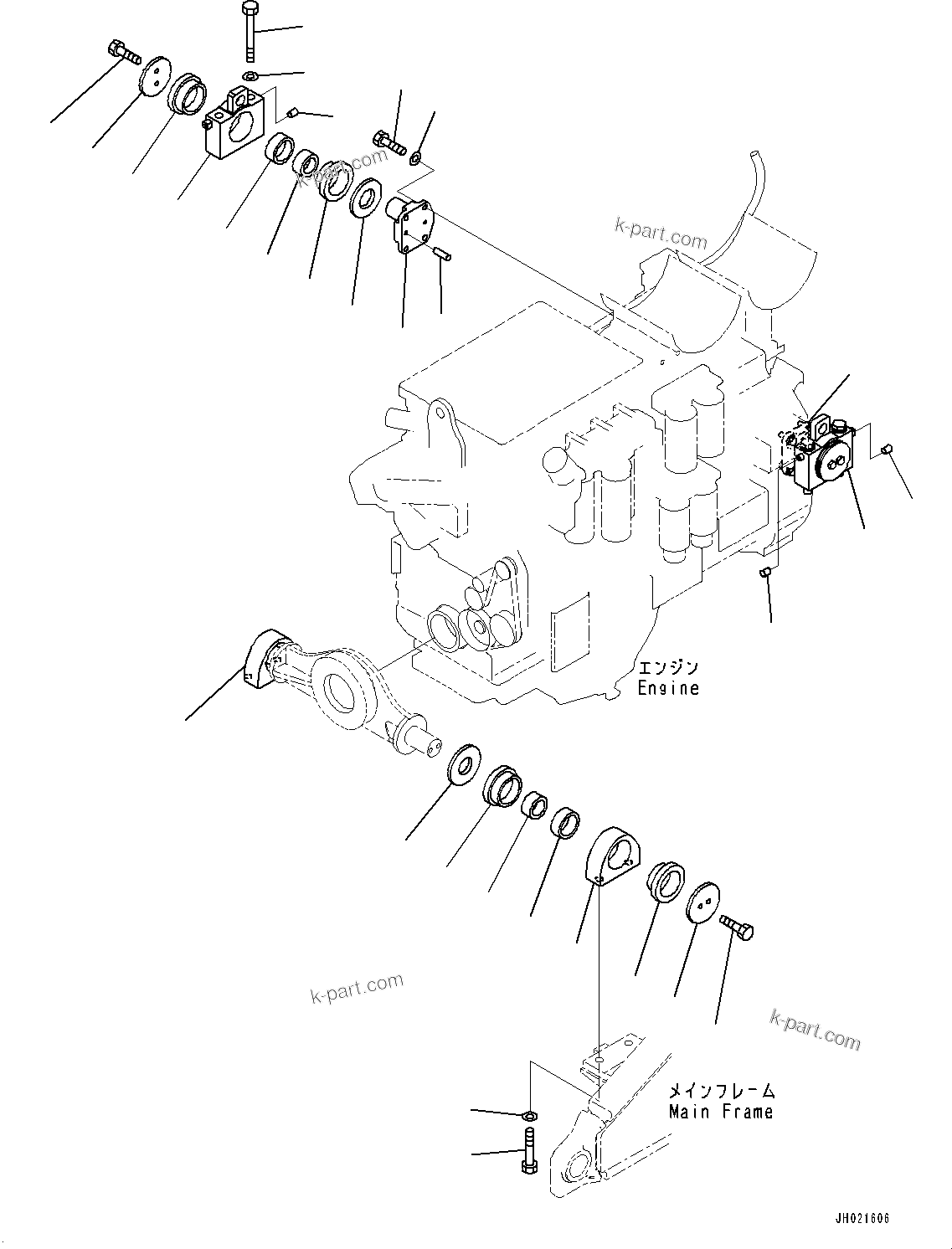Parts diagram: Engine Mounting, (#90001-) — D375A-8R S/N 90001-UP