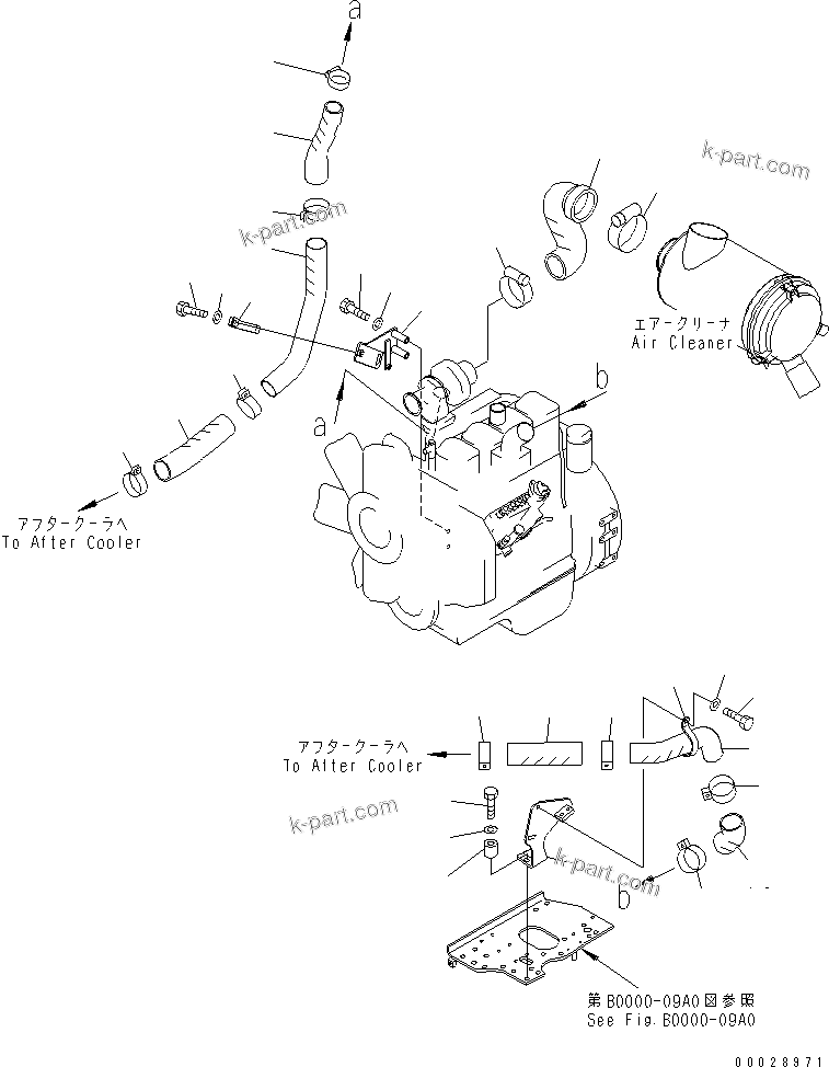 Parts diagram: AFTER COOLER (AIR TO AIR) — D37PX-21 S/N 5001-5499 (Overseas Version)