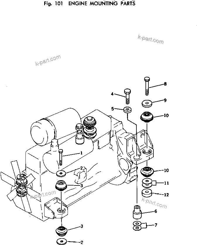 Parts diagram: ENGINE MOUNTING PARTS — D41Q-3 S/N 6001-UP