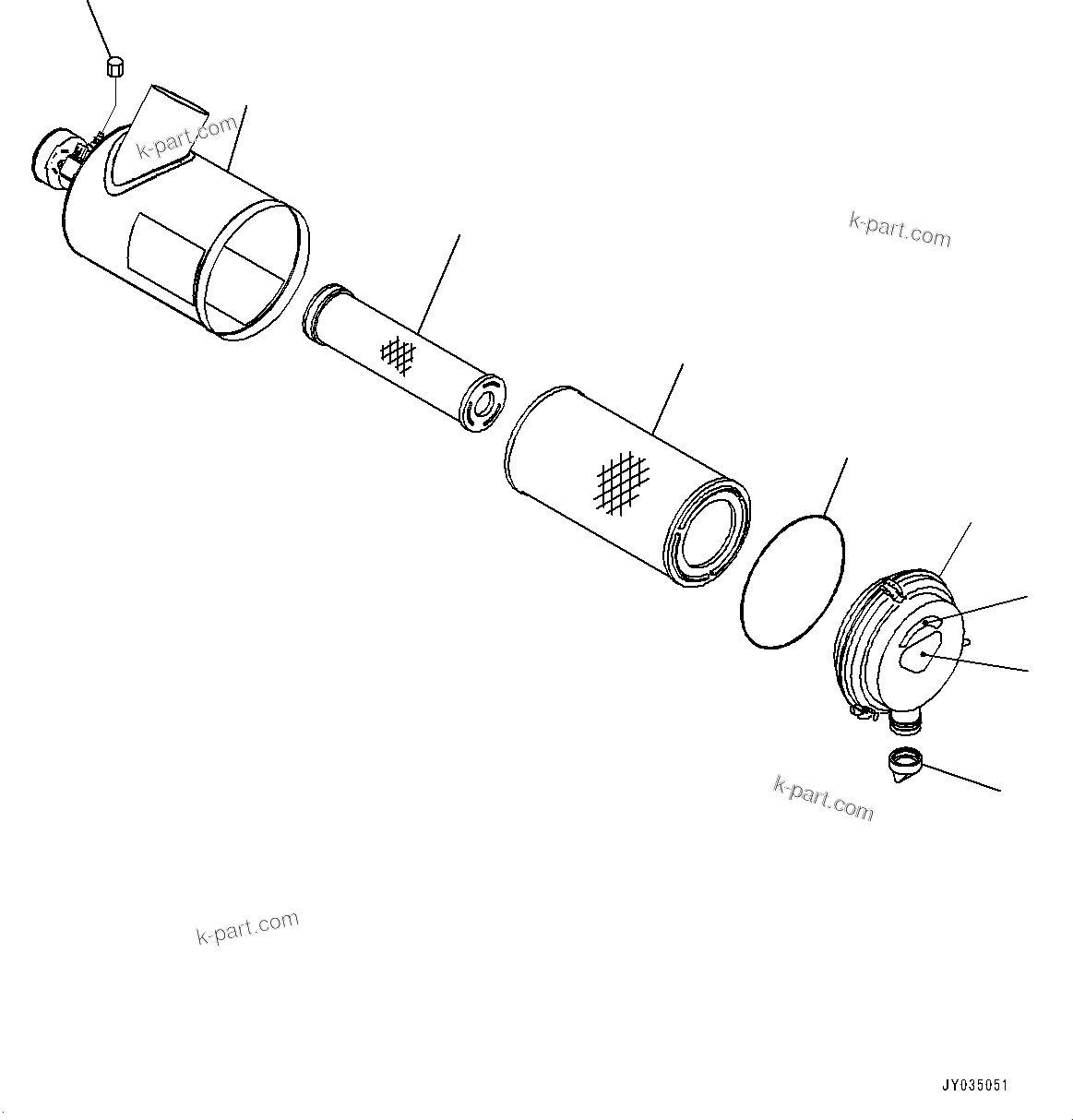Parts diagram: Air Cleaner, Inner Parts (#10001-) — D51PX-24 S/N 10001-UP