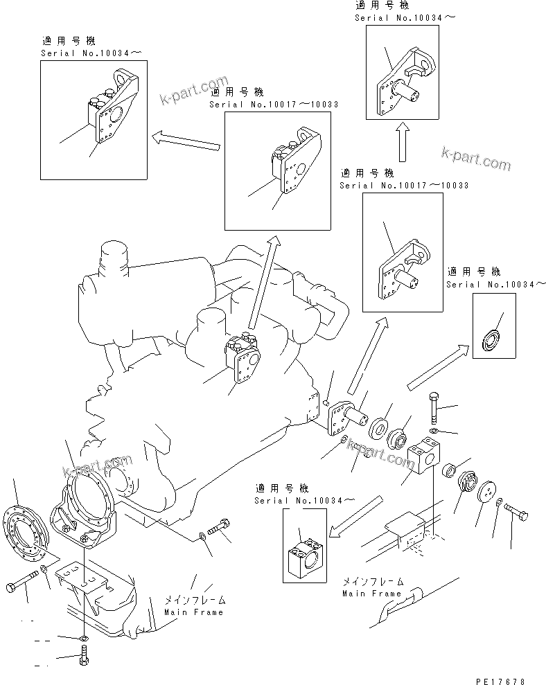 Parts diagram: ENGINE MOUNT — D575A-2 S/N 10001-UP
