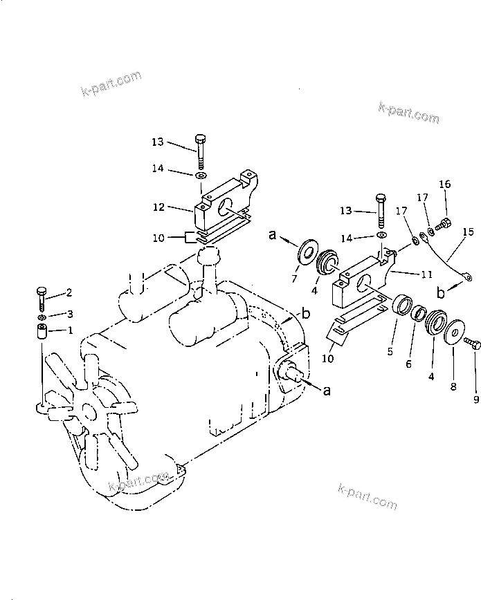 Parts diagram: ENGINE MOUNTING PARTS(#50044-) — D60A-11D S/N 50001-UP