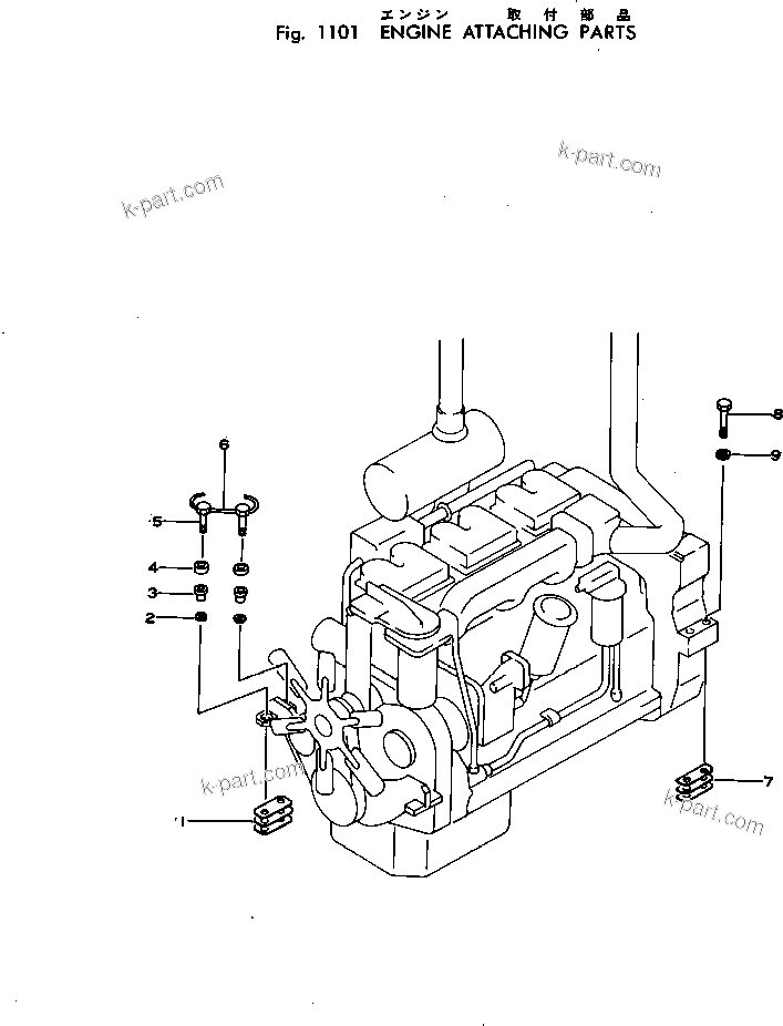Parts diagram: ENGINE ATTACHING PARTS — D60P-6 S/N 20006-UP